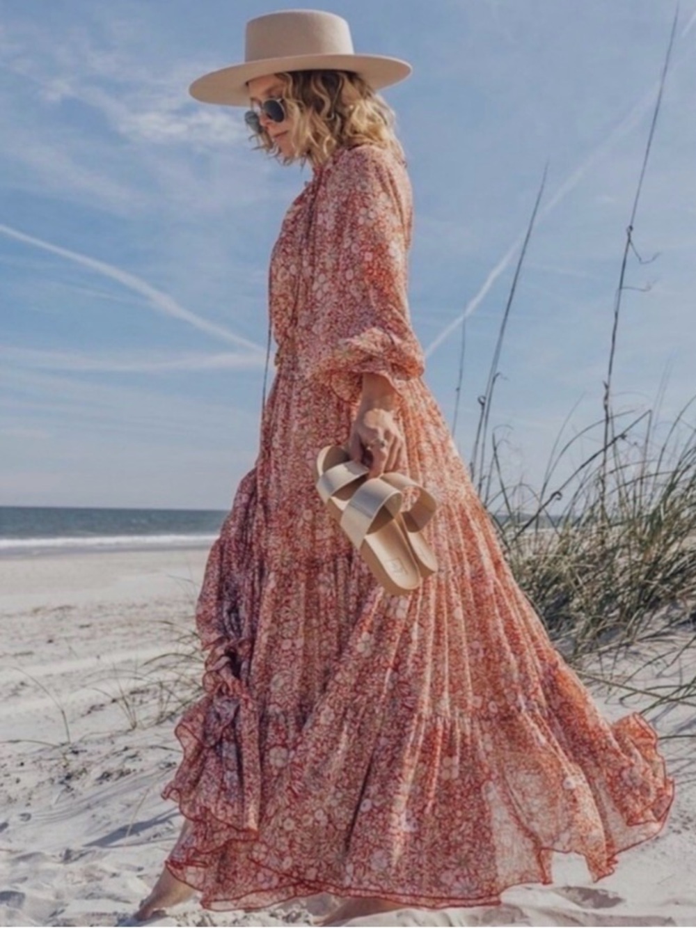 Free People Feeling Groovy Red and White Maxi Dress